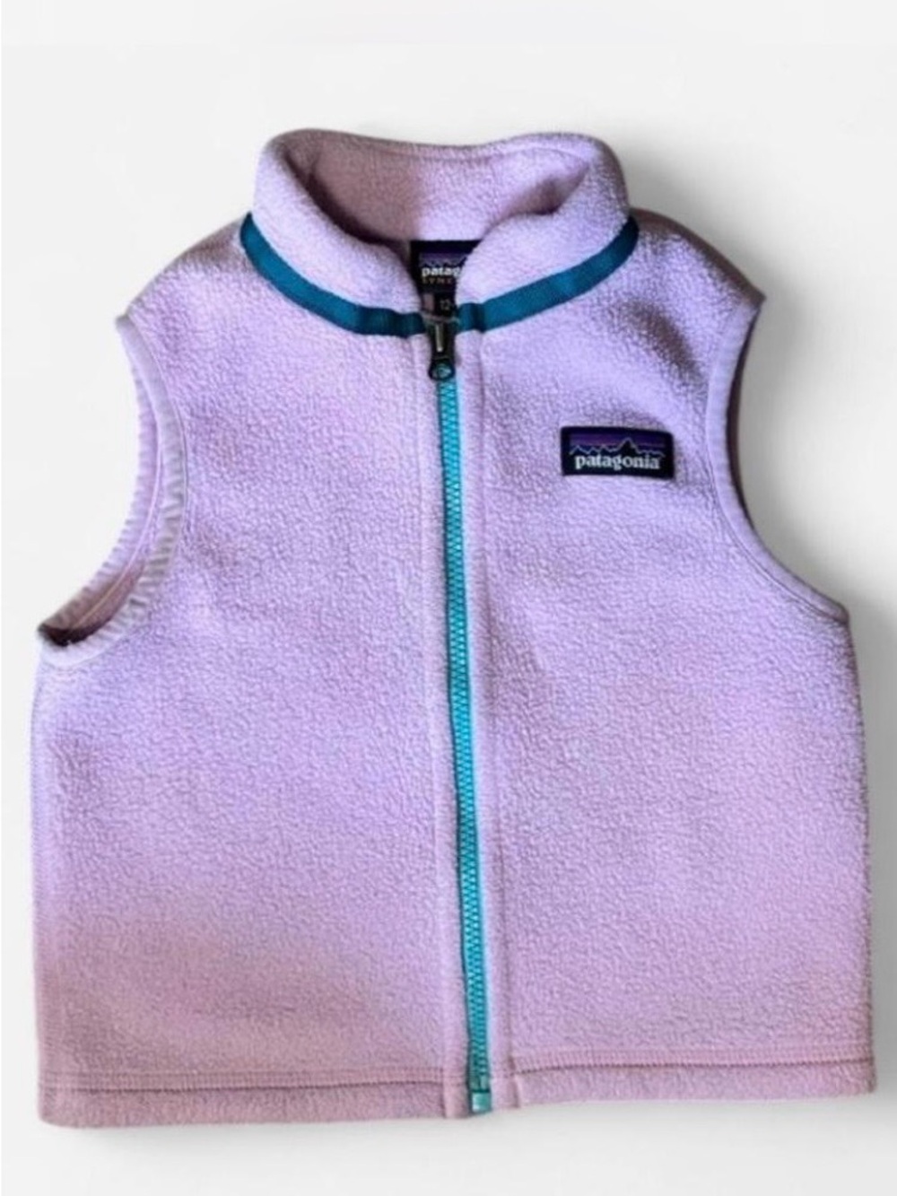 Patagonia Kids Synchilla Vest Fleece Lilac with Teal Trim Size 12-18M